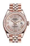 Rolex Datejust 28 Sundust Roman Dial Diamond Bezel Rose Gold Jubilee Ladies Watch 279135RBR NP