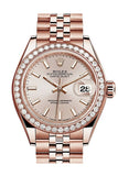 Rolex Datejust 28 Sundust Dial Diamond Bezel Rose Gold Jubilee Ladies Watch 279135RBR NP