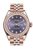 Rolex Datejust 28 Aubergine Diamond Dial Diamond Bezel Rose Gold Jubilee Ladies Watch 279135RBR 279135 NP