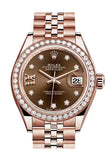 Rolex Datejust 28 Chocolate 9 diamonds set in star Dial Diamond Bezel Rose Gold Jubilee Ladies Watch 279135RBR 279135 NP