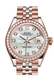 Rolex Datejust 28 Pearl set with Diamond Dial Diamond Bezel Rose Gold Jubilee Ladies Watch 279135RBR 279135 NP