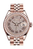 Rolex Datejust 28 Diamond Paved Roman Dial Diamond Bezel Rose Gold Jubilee Ladies Watch 279135RBR 279135 NP