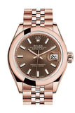 Rolex Datejust 28 Chocolate Dial Rose Gold Jubilee Ladies Watch 279165 NP