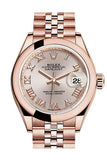 Rolex Datejust 28 Sundust Roman Dial Rose Gold Jubilee Ladies Watch 279165 NP