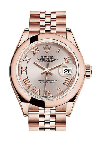 Rolex Datejust 28 Sundust Roman Dial Rose Gold Jubilee Ladies Watch 279165 / None