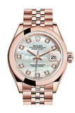 Rolex Datejust 28 Mother of Pearl Diamond Dial Rose Gold Jubilee Ladies Watch 279165 NP