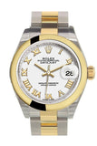 Rolex Datejust 28 White Roman Dial Yellow Gold Two Tone Ladies Watch 279163