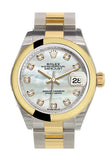 Rolex Datejust 28 Mother of Pearl 9 diamonds set in star Dial Yellow Gold Two Tone Ladies Watch 279163