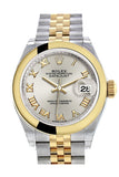 Rolex Datejust 28 Silver Roman Dial Yellow Gold Two Tone Jubilee Ladies Watch 279163