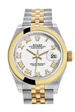 Rolex Datejust 28 White Roman Dial Yellow Gold Two Tone Jubilee Ladies Watch 279163