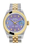 Rolex Datejust 28 Lavender Diamond Dial Yellow Gold Two Tone Jubilee Ladies Watch 279163 / None