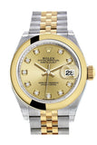 Rolex Datejust 28 Champagne Diamond Dial Yellow Gold Two Tone Jubilee Ladies Watch 279163