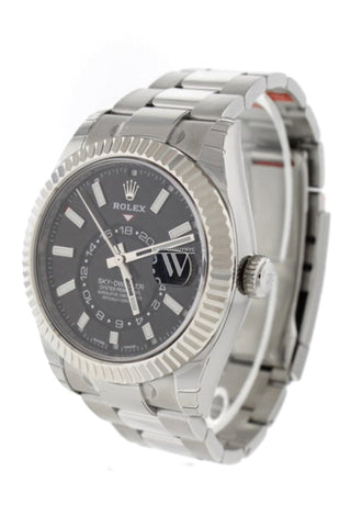 Rolex Sky Dweller Black Dial 18K White Gold Bezel Oyster Mens Watch 326934