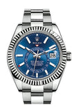 Rolex Sky Dweller Blue Dial 18K White Gold Bezel Steel Oyster Men's Watch 326934 NP