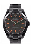 Rolex Black-pvd Milgauss Black Blue Index Dial Domed Bezel Black Boc Coating Oyster Bracelet Unisex Watch 116400v
