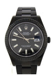 Custom Rolex Black-pvd Datejust Black Dial Stainless Steel Black Boc Coating Oyster Men's Watch 116334