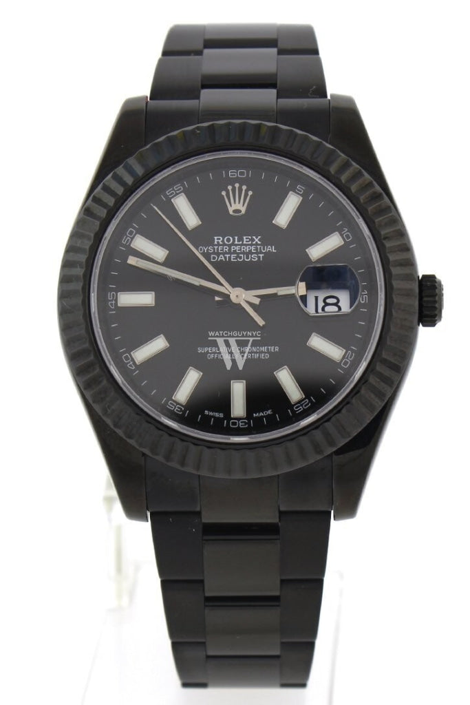 Rolex Black-Pvd Datejust Black Dial Stainless Steel Boc Coating Oyster Mens Watch 116334 Pvd