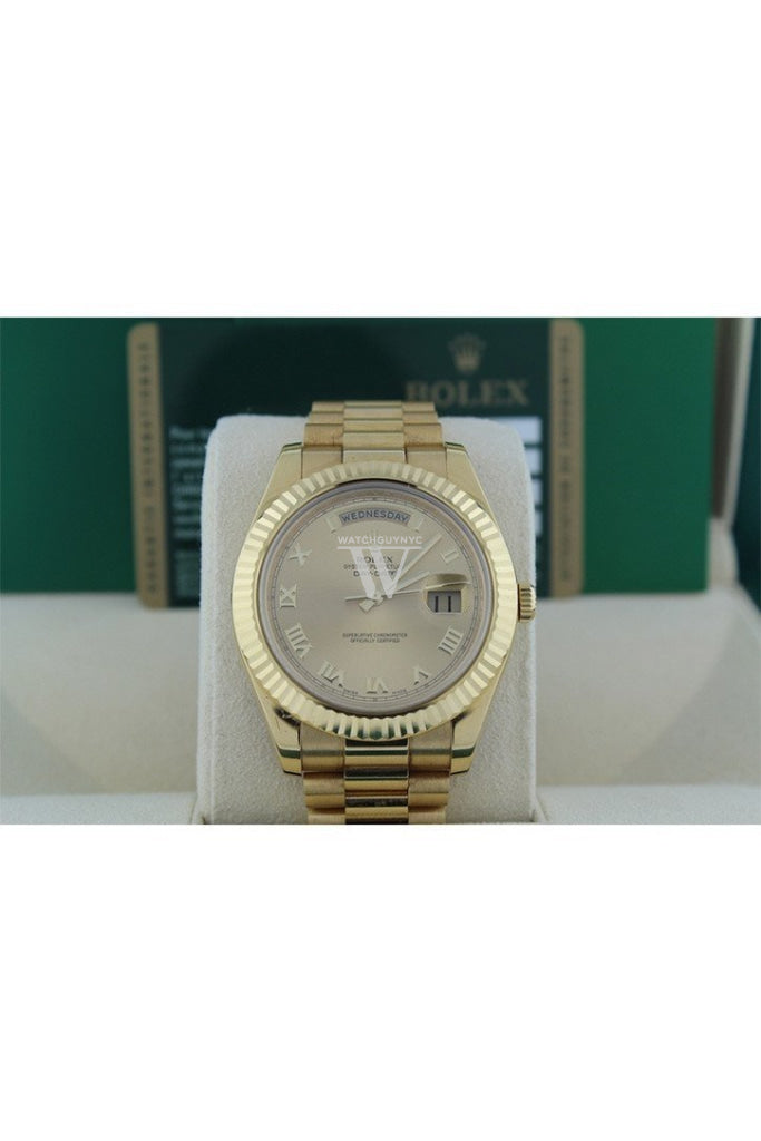 Rolex Day-Date Ii 41 President Champagne Roman Dial Mens Watch 218238 Pre-Owned-Watches