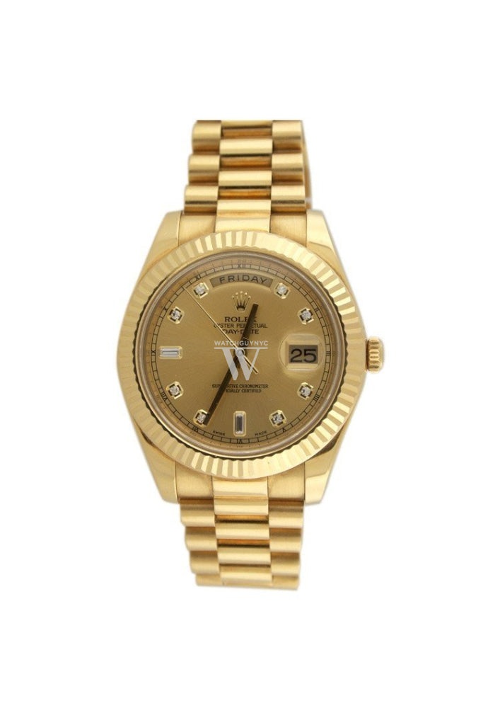 Rolex Day-Date Ii 41 Champagne Diamond Dial 18K Yellow Gold Mens Watch 218238 Pre-Owned-Watches