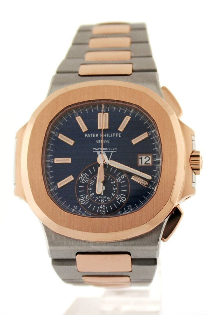 Patek Philippe Nautilus Mechanical Blue Dial Stainless Steel And 18Kt Rose Gold Mens Watch
