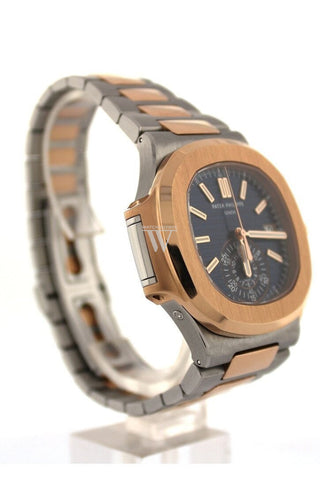 Patek Philippe Nautilus Mechanical Blue Dial Stainless Steel And 18Kt Rose Gold Mens Watch