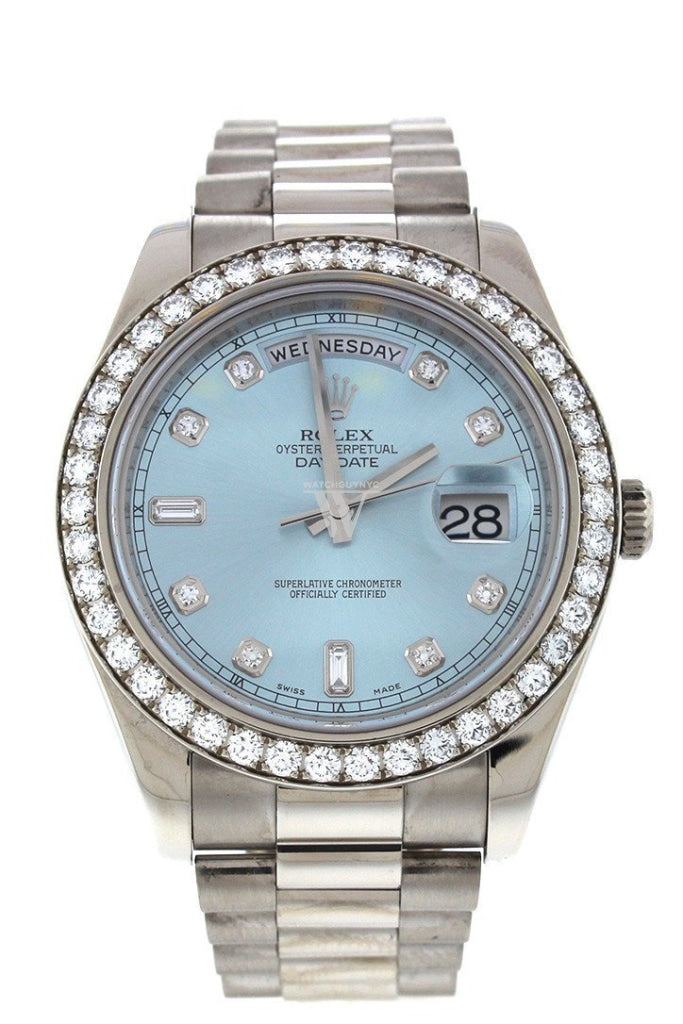 Rolex Day-Date Ii 41 Silver Dial 18K White Gold President Mens Watch 218349 Pre-Owned-Watches