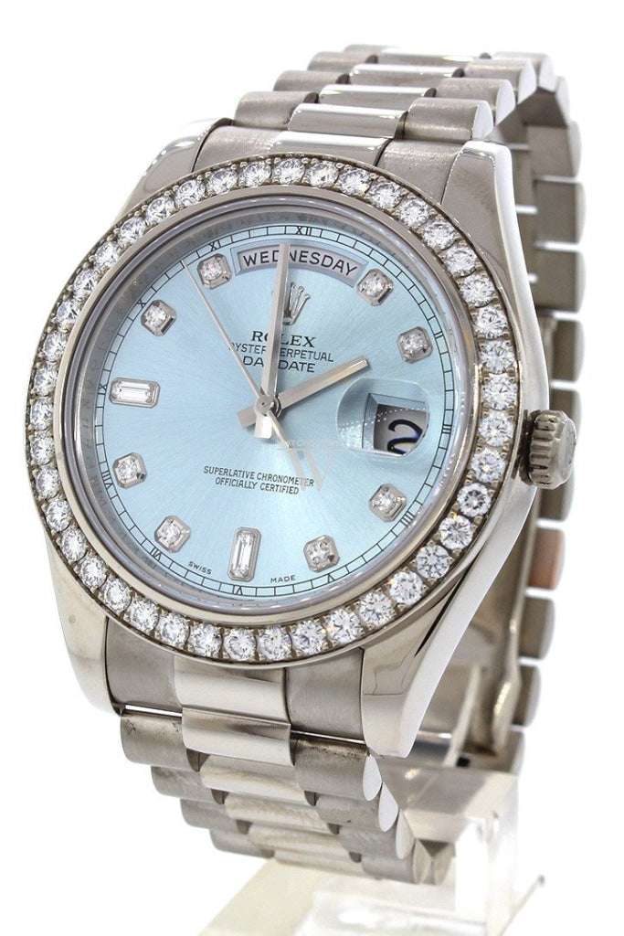 Rolex Day-Date Ii 41 Silver Dial 18K White Gold President Mens Watch 218349 Pre-Owned-Watches