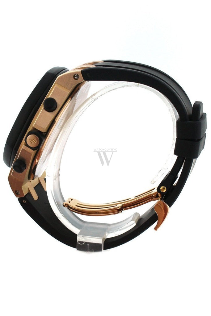 Audemars Piguet Royal Oak Offshore Black Dial 18Kt Rose Gold Rubber Chronograph Mens Watch