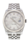 Rolex DateJust 36 Silver Diamond Dial 18k White Gold Bezel Watches 116234