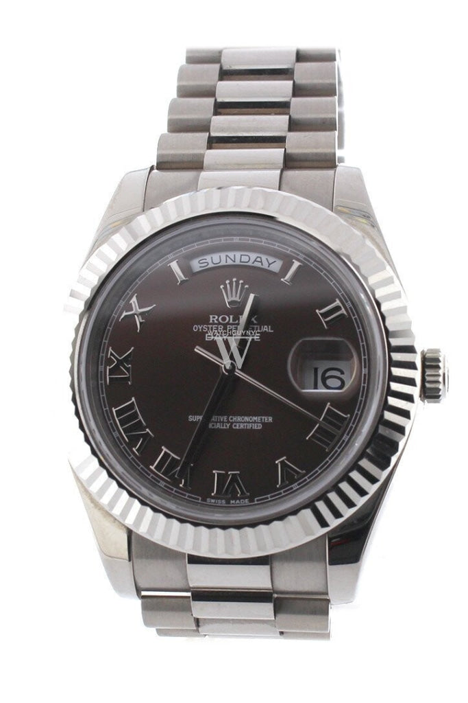 Rolex Day-Date Ii 41Mm President White Gold Chocolate Dial Mens Watch 218239 / None