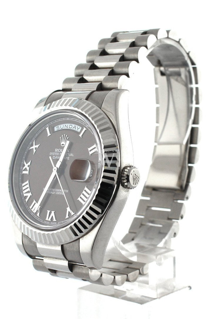 Rolex Day-Date Ii 41Mm President White Gold Chocolate Dial Mens Watch 218239 Pre-Owned-Watches