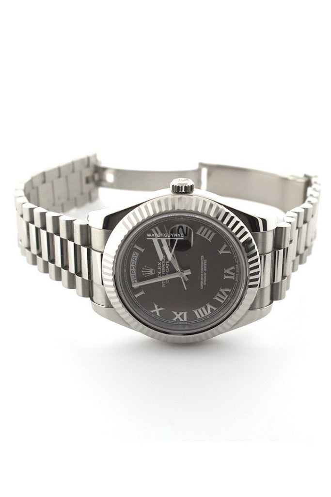 Rolex Day-Date Ii 41Mm President White Gold Chocolate Dial Mens Watch 218239 Pre-Owned-Watches