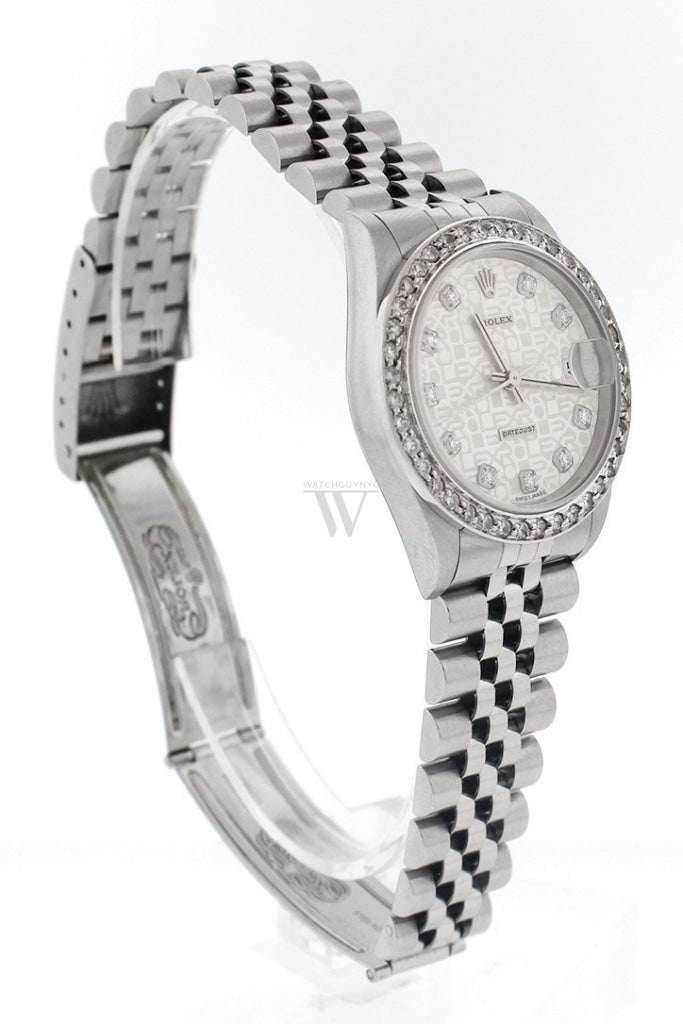 Custom Rolex Datejust Lady 31 Silver Diamond Dial Bezel Ladies Watch 178274 Watches
