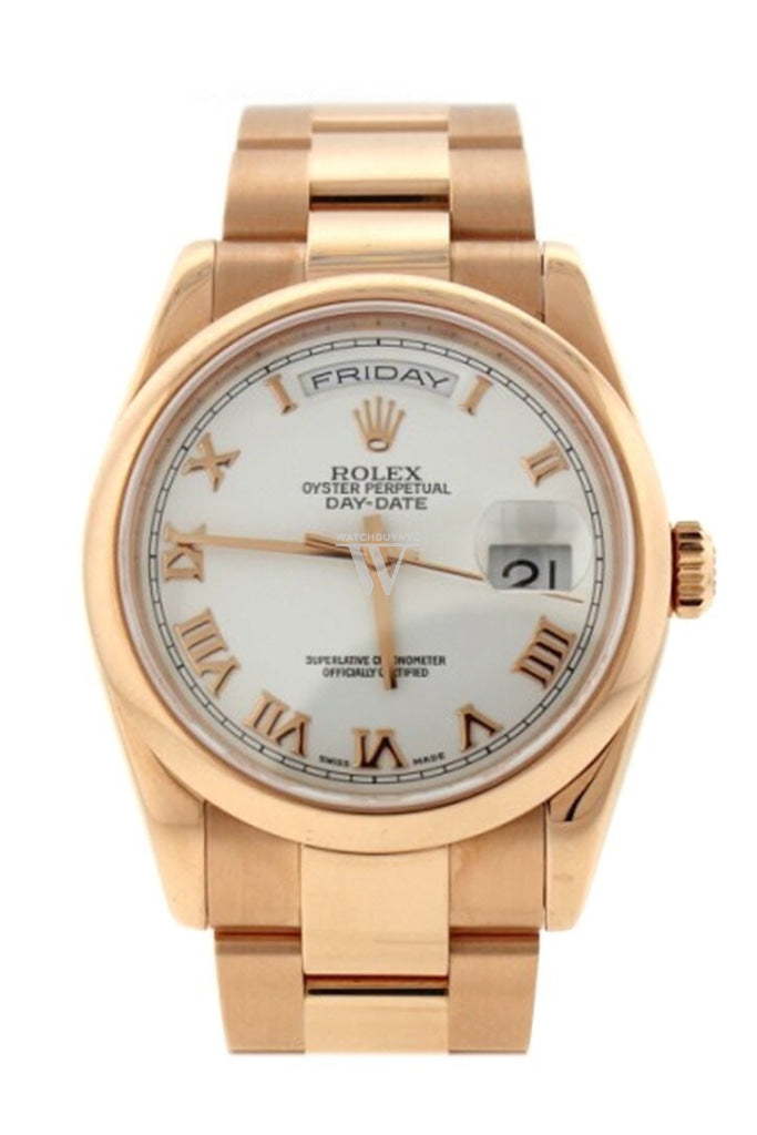 Rolex Day-Date 36 18 Ct Everose Gold Watch 118205 Pre Owned Pre-Owned-Watches