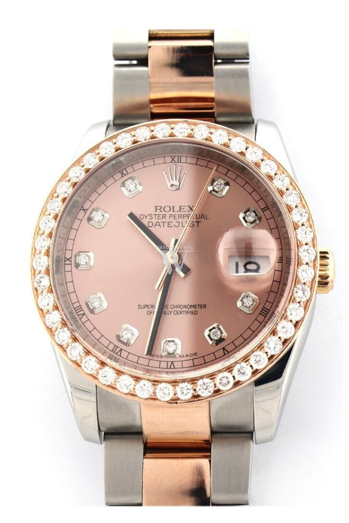 Rolex Custom Datejust 36 Pink Diamond Dial Dia Bezel 116201 Watches