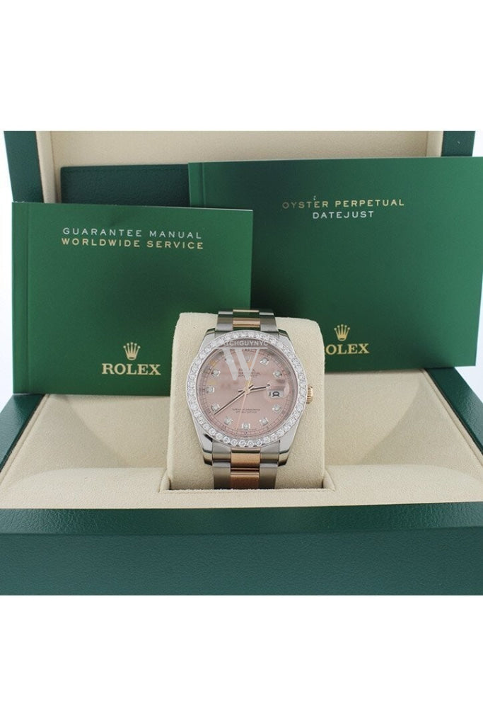 Rolex Custom Datejust 36 Pink Diamond Dial Dia Bezel 116201 Watches