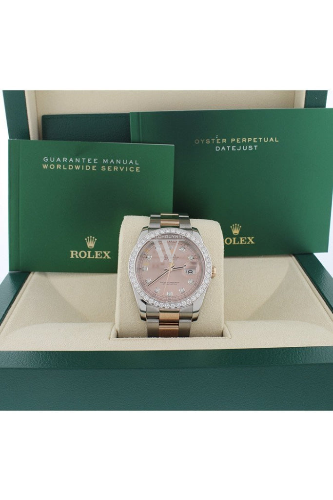 Rolex Custom Datejust 36 Pink Diamond Dial Dia Bezel 116201 Watches