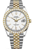 Rolex Custom Diamond Bezel Datejust 41mm White Dial Two Tone Jubilee Men's Watch 126333