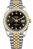 Rolex Custom Diamond Bezel Datejust 41mm Black set with Diamond Dial Two Tone Jubilee Men's Watch 126333