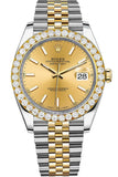 Rolex Custom Diamond Bezel Datejust 41mm Champagne Dial Two Tone Jubilee Men's Watch 126333
