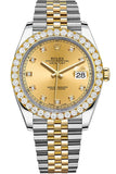 Rolex Custom Diamond Bezel Datejust 41mm Champagne set with Diamond Dial Two Tone Jubilee Men's Watch 126333