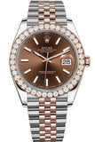 Rolex Custom Diamond Bezel Datejust 41mm Chocolate Dial Two Tone Rose Gold Jubilee Men's Watch 126331