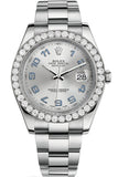 Rolex Custom Diamond Bezel Datejust 41mm Rhodium Arab Dial Steel Oyster Men's Watch 116300