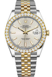 Rolex Custom Diamond Bezel Datejust 41mm Silver Dial Two Tone Jubilee Men's Watch 126333