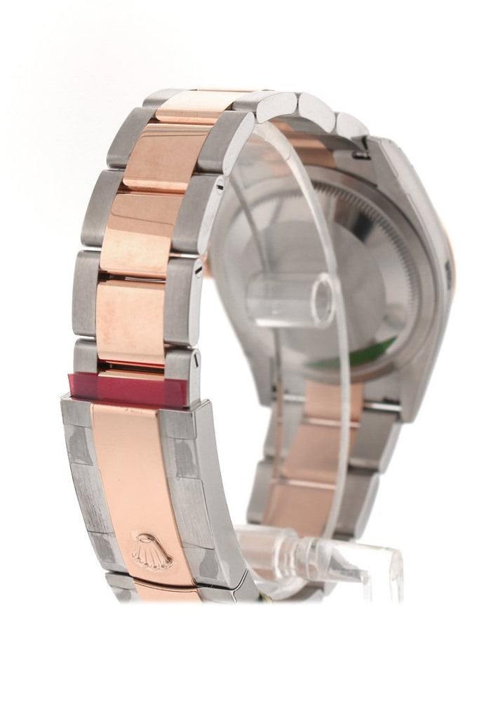 Custom Diamond Bezel Rolex Datejust 36 Dark Rhodium Set With Diamonds Dial Rose Gold Two Tone Watch