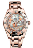 ROLEX Pearlmaster 34 Goldust Dream Roman Diamonds Set On VI Dial Pearlmaster 18K Rose Gold Watch 81315