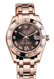 ROLEX Pearlmaster 34 Chocolate set with Diamonds Set On VI Dial Pearlmaster 18K Rose Gold Watch 81315