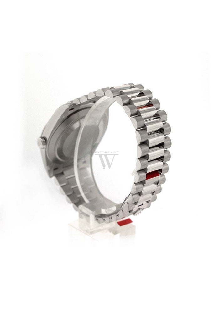 Rolex Day-Date 40 Ice Blue Diagonal Motif Roman Dial Dome Bezel Platinum President Automatic Mens