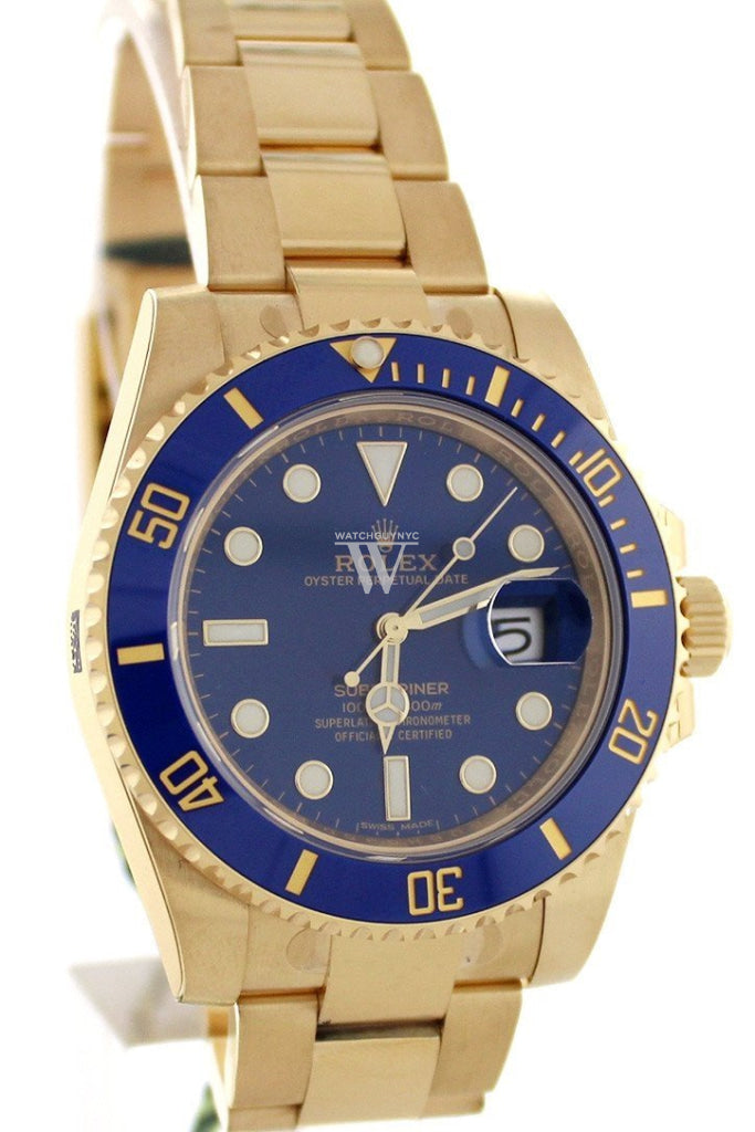 Rolex Submariner Date 40 Blue Dial 18K Yellow Gold Mens Watch 116618