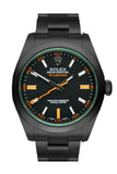 ROLEX Black-PVD Milgauss Black Dial Domed Bezel Green Crystal Black BOC Coating Oyster Bracelet Unisex Watch 116400GV